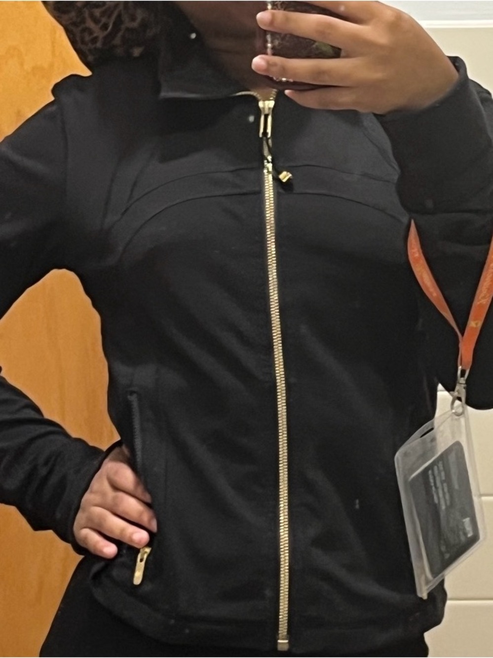 lululemon athletica Black Bomber Jacket with Gold Zipper